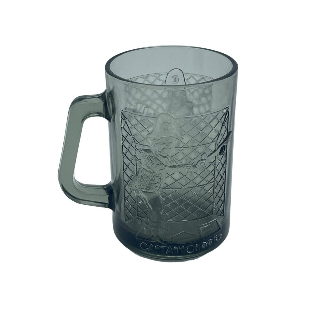 Vintage 1970's McDonalds Gray Smoke Glass Mug Captain Crook Playing Baseball